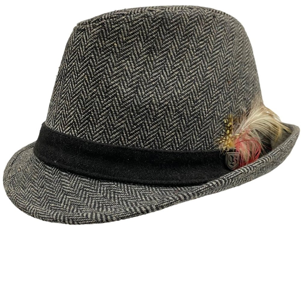Brixton Herringbone Wool Trilby with Feather Accent